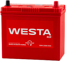 АКБ WESTA EFB Asia 6ст-55 (о.п.) 520А 237*127*220 (EFB N55) тонк. кл.