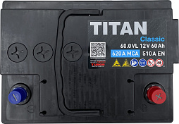 АКБ TITAN Classic 6ст-60 (о.п.) 510А 242*175*190
