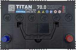 АКБ TITAN Classic Asia 6ст-70 (о.п.) 600А 259*175*221 (D26)