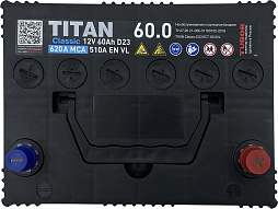 АКБ TITAN Classic Asia 6ст-60 (о.п.) 510А 230*175*221 (D23)